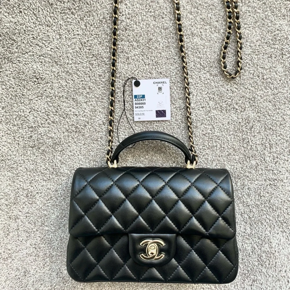 FULL SET - CHANEL Mini Rectangular Bag with Top Handle (with Champagne Gold HW) - Picture 11 of 16